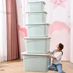 Boîte de rangement grande capacité bleue pour organisation domestique
