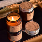 bougies parfumées cire soja marron clair étiquette blanche aromathérapie décoration maison cadeau événementNELLE luxE