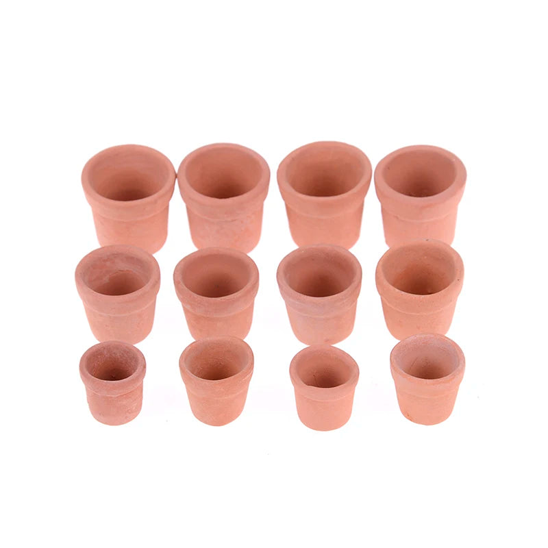 pots miniature terre cuite différents tailles fleurs jaunes plante grasse rustic