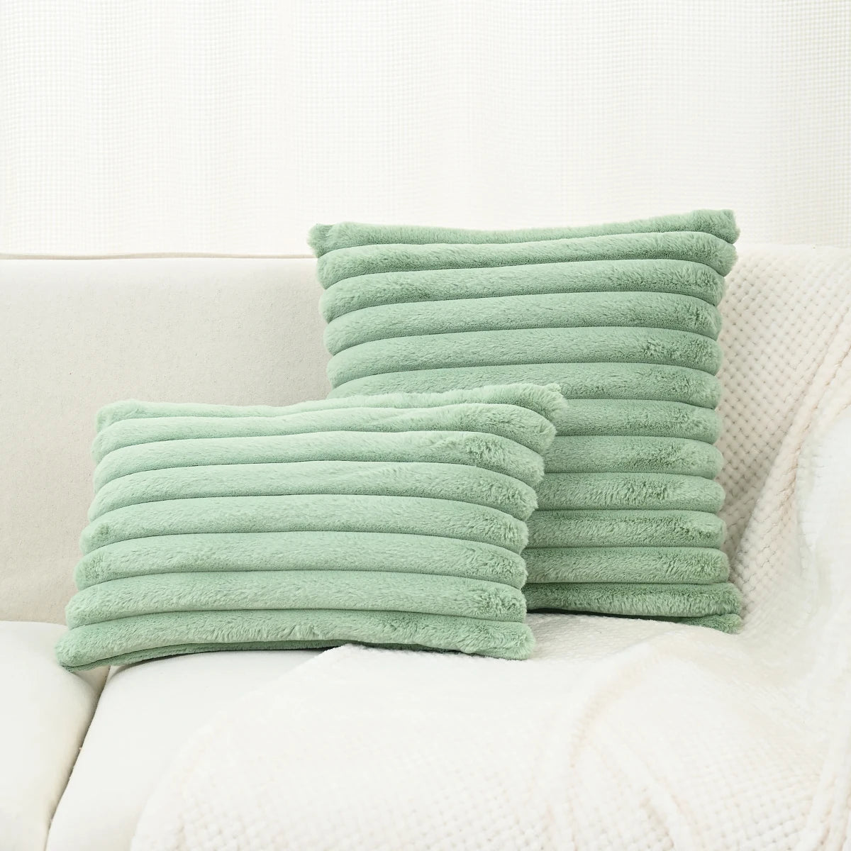 taies d'oreiller décoratives moderne rayées 30x50cm 45x45cm polyester beige clair coussins maison simple fixations