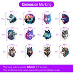 stickers adhésifs waterproof modernes illustrations loups motifs ethniques forêt nocturne galactiques multicolores adultes adolescents