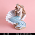 statue sirène résine rose blanche bleue dorée coquillage cheveux ondulés décoration intérieure artificielle