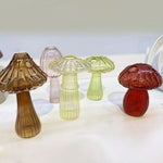 vases champignon moderne transparent rayures verticales marron rose vert rouge bleu orange