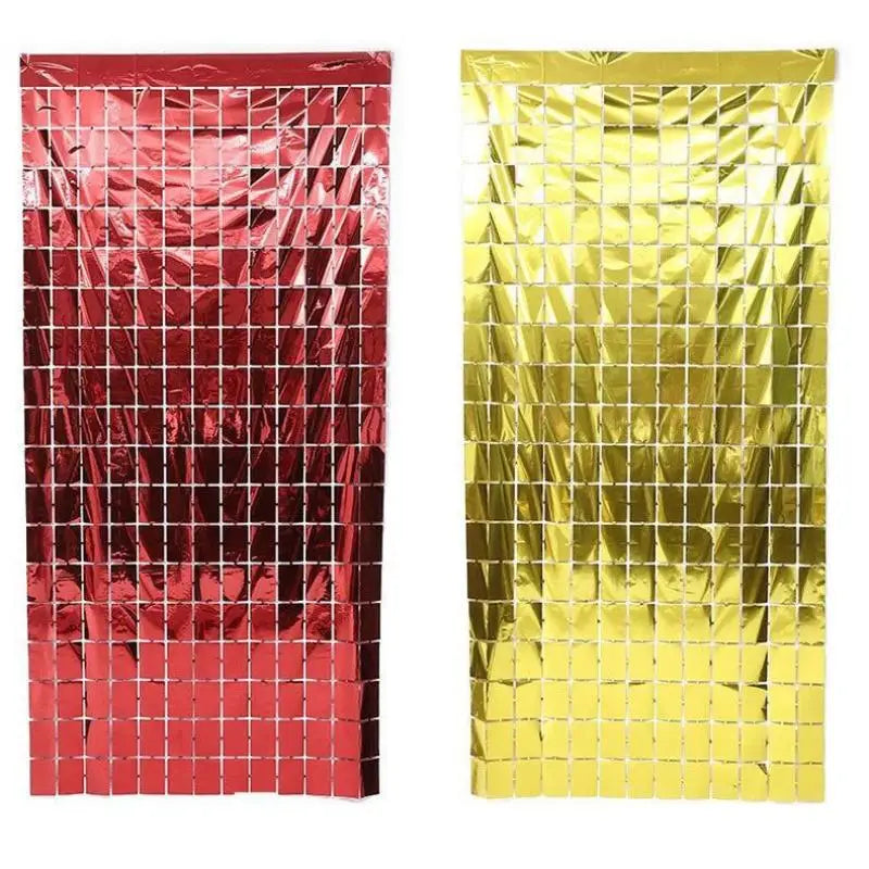 rideau pluie soie bleu rouge rose vert violet or carreaux miroir moderne festif happy