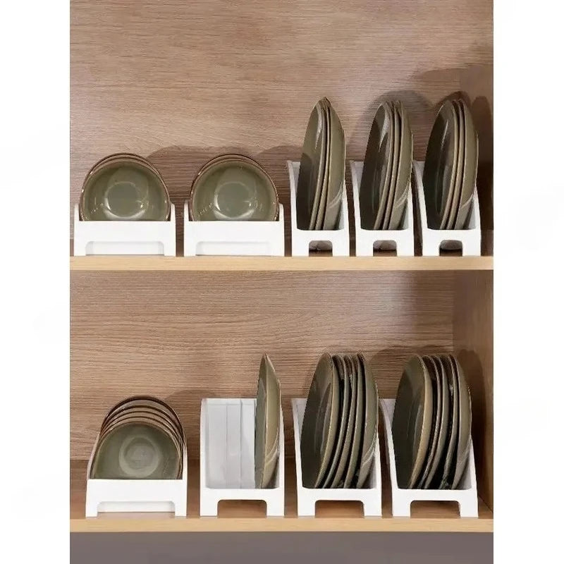 support assiettes blanc moderne grille multiple tailles cuisine rangement vaisselleReusablePlastiqueOrganisateurEtagèresPlacard
