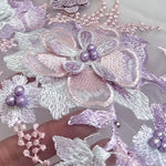 applique textile brodée fleurs violet rose blanc adultes femmes