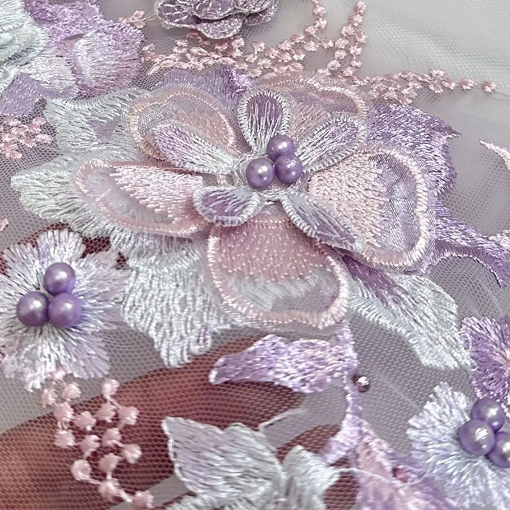 applique textile brodée fleurs violet rose blanc adultes femmes