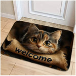tapis d'entrée moderne chat welcome adhésif résistant extérieur intérieur beige noir vert gris