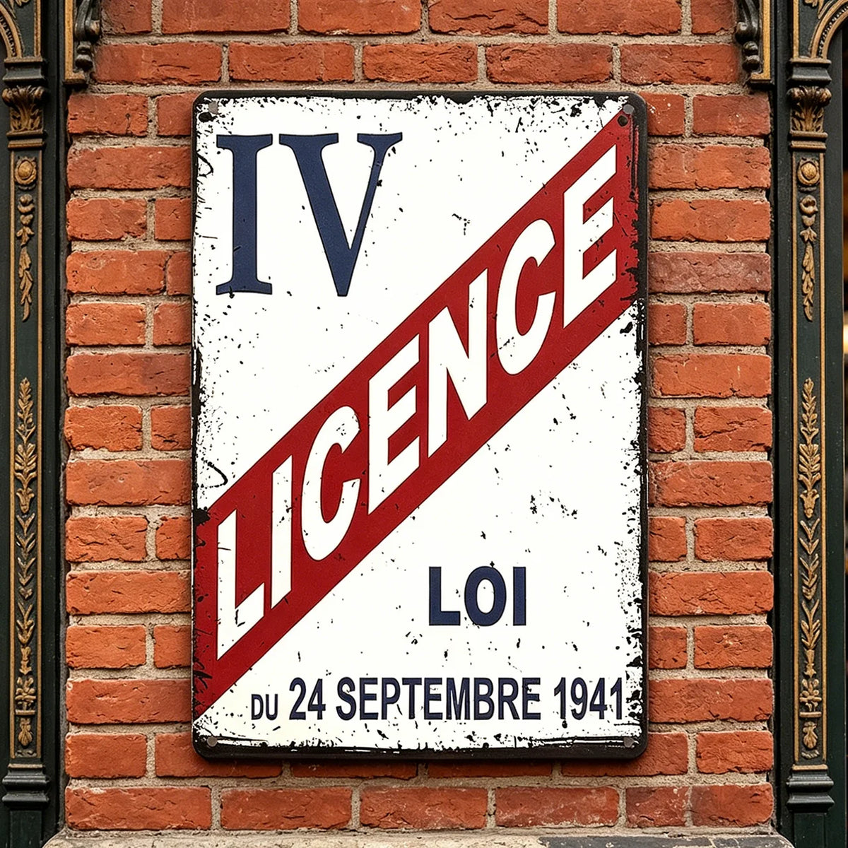 décoration murale plaque métallique vintage blanc bleu rouge lettres relief texte imprimé 30x20cm iv
