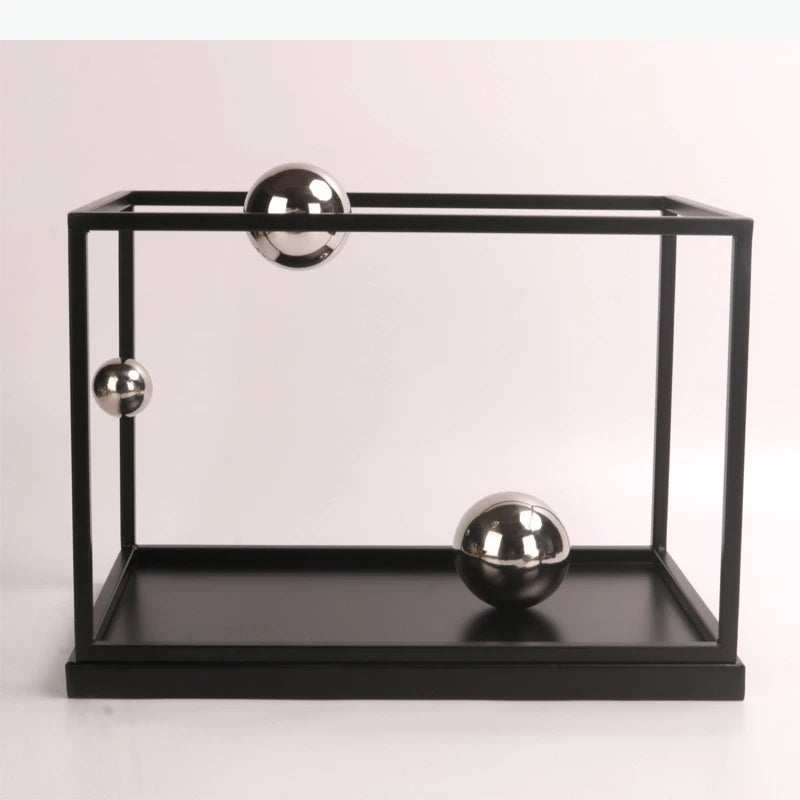 cage billes newton transparente moderne 39cm 31.5cm 25cm billes métalliques