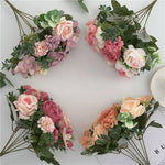 Bouquet artificiel roses blancs feuilles vertes décoration intérieure mariage romantique classique 30cm