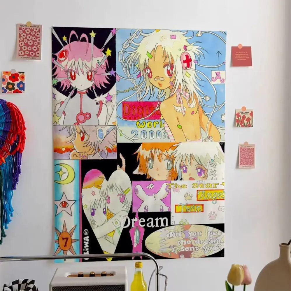 toile d'art pop multicolore personnages animés clips opaques suspension décoration mur