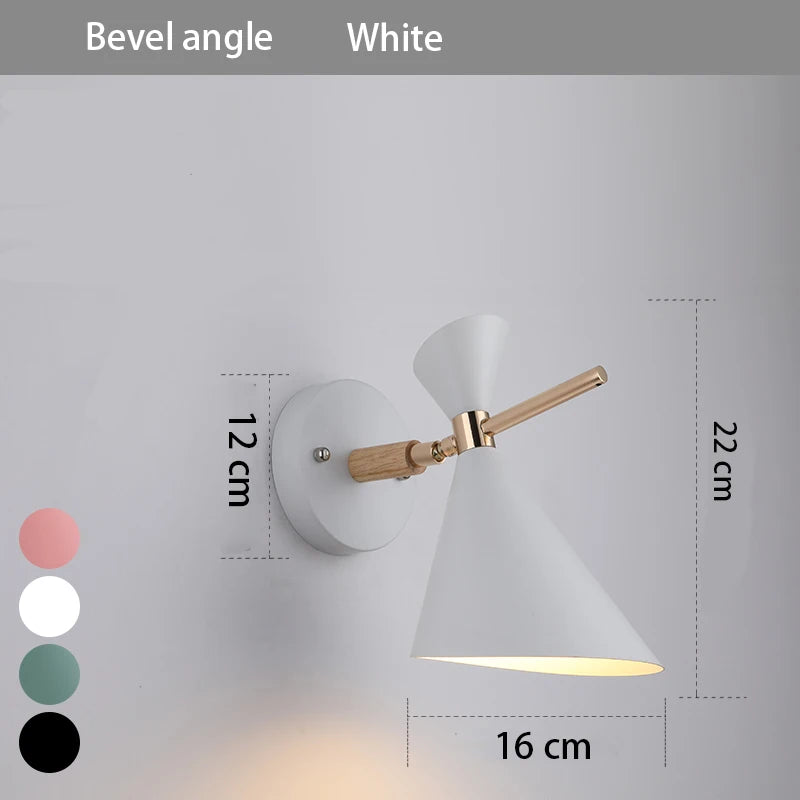 lampe murale moderne conique vis fixation noir blanc rose bleu marine jaune gris minimaliste
