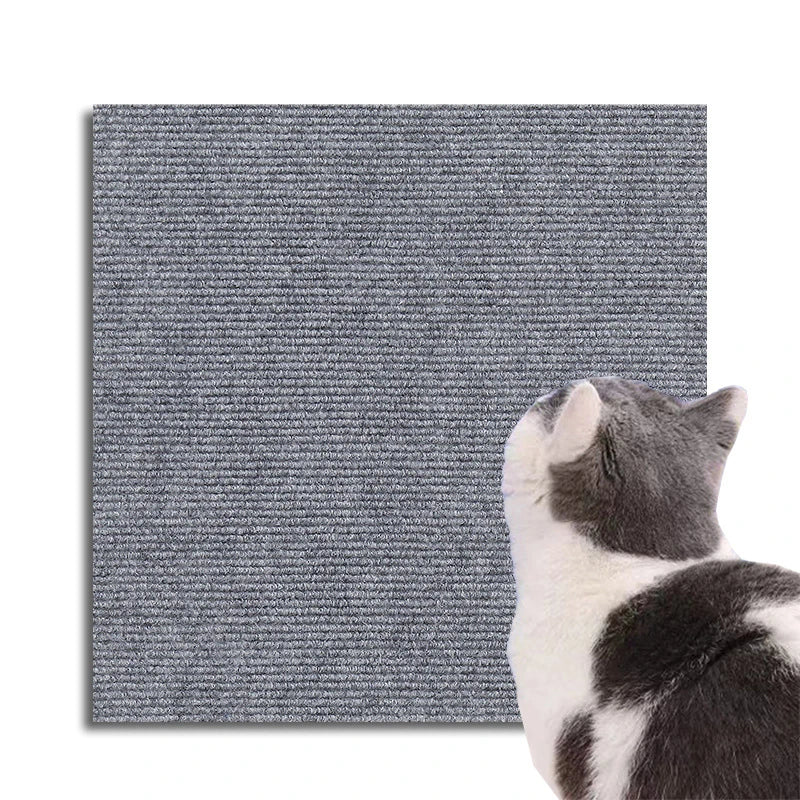 tapis protection chat gris uni tissé adhésif moderne fixe meuble mur 30cm 60cm