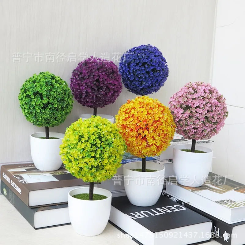 petite plante artificielle bonsaï pot blanc décor maison jardin fleurs synthétiques modernes vertes