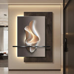 tableau mural abstrait led moderne blanc gris noir contemporain fixé mur dimmable