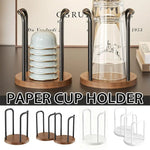 support tasses papier transparent moderne base bois couleur noir blanc