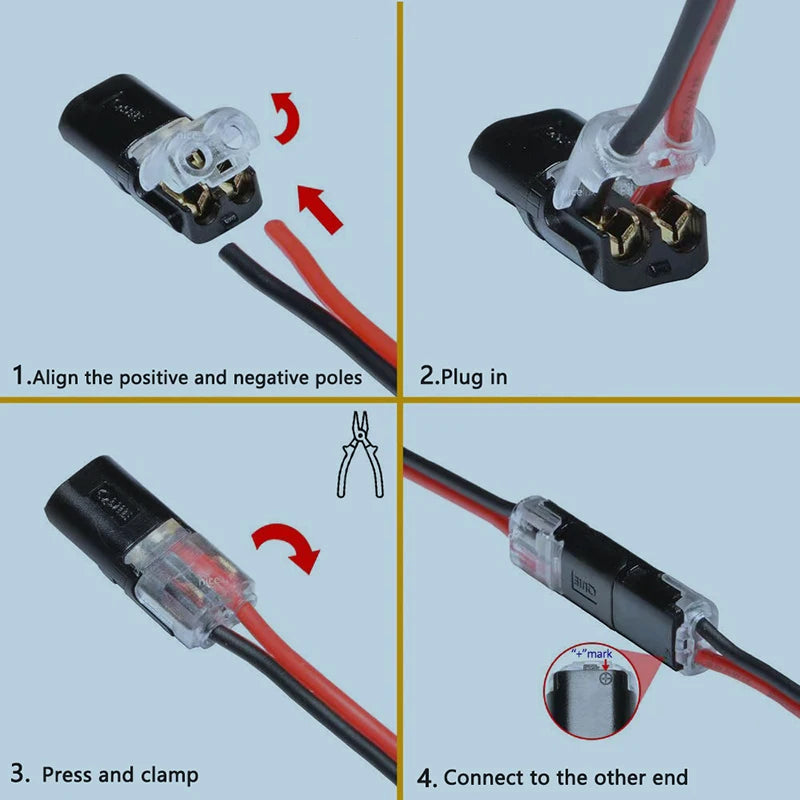 connecteur câble sans soudure blanc clips fonctionnel voies led strip basse tension 6a max