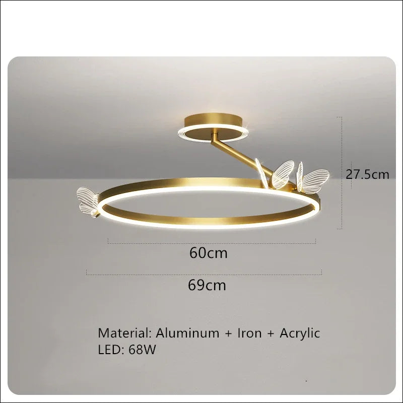 lampe suspendue or blanc papillons relief cercles lumineux moderne minimaliste certifiée led acrylique haute