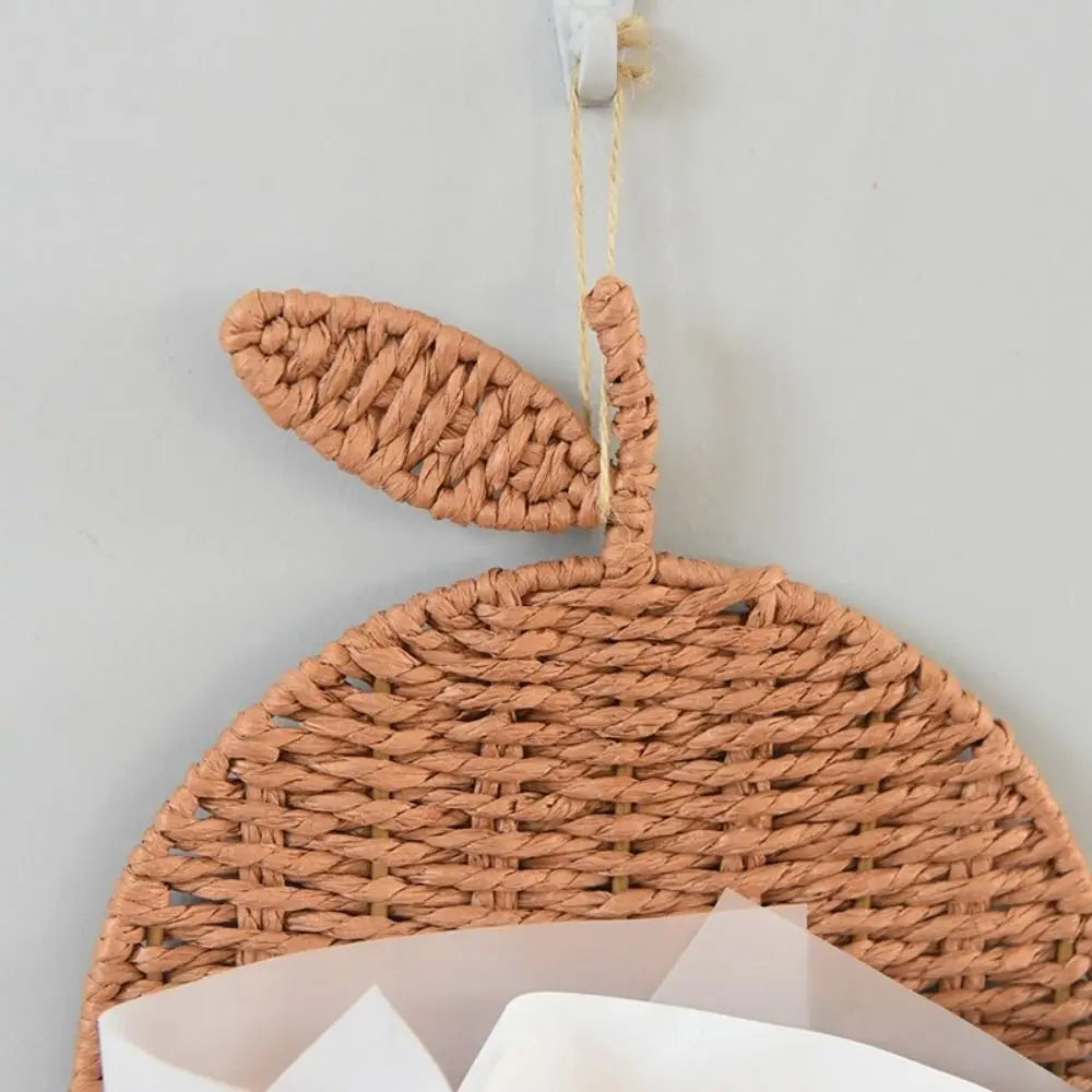 panier suspendu marron clair tressé moderne crochet mural décoration intérieure réutilisable durable fibre végétale