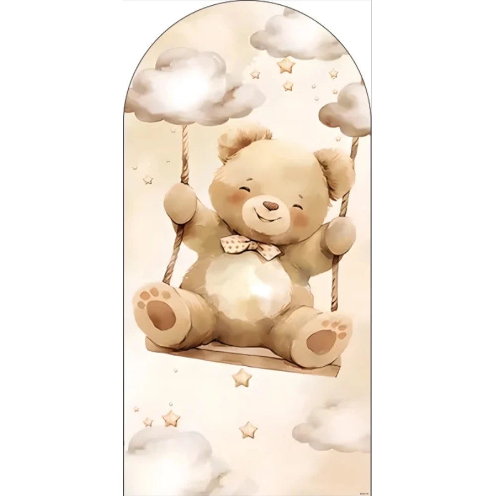 cadre arqué nuages étoiles ours enfantin oh baby beige doré clips festif decoration