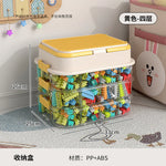 boîtes rangement jouets transparentes plaques lego like poignées couleurs blanc jaune vert bleu rouge