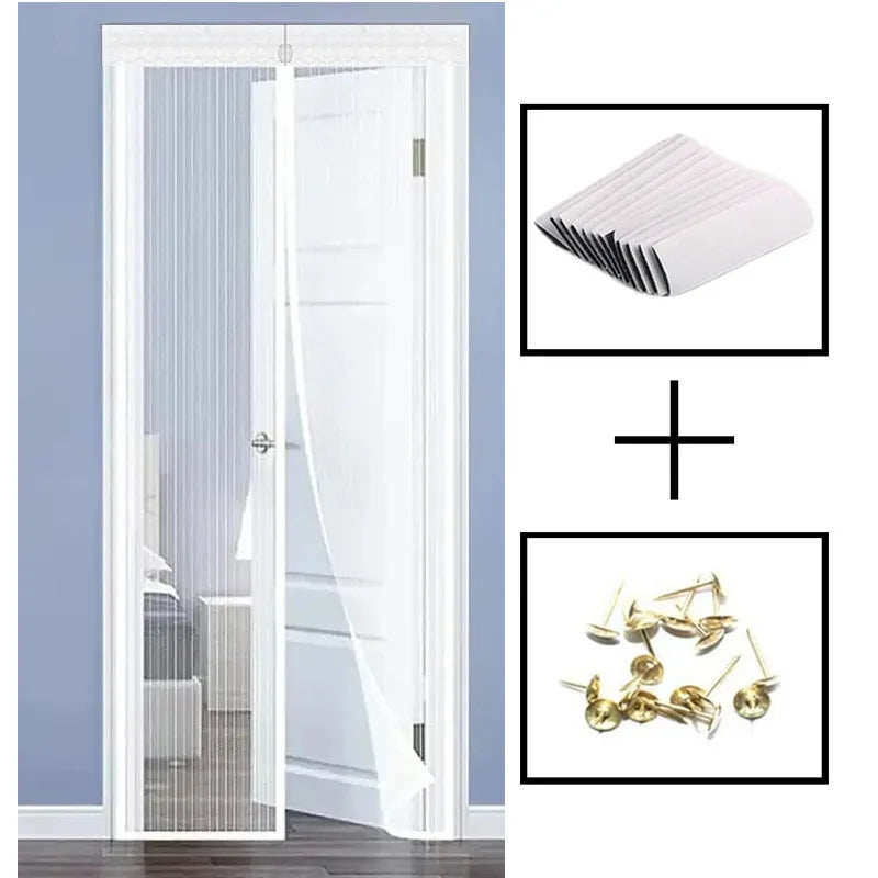 rideau porte anti moustiques noir maille fine fermeture auto agrippante clips magnetiques moderne 91x210