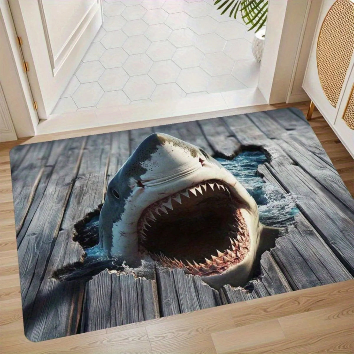 tapis sol intérieur moderne effet pierre 3d antidérapant 40x60cm gris noir beige blanc