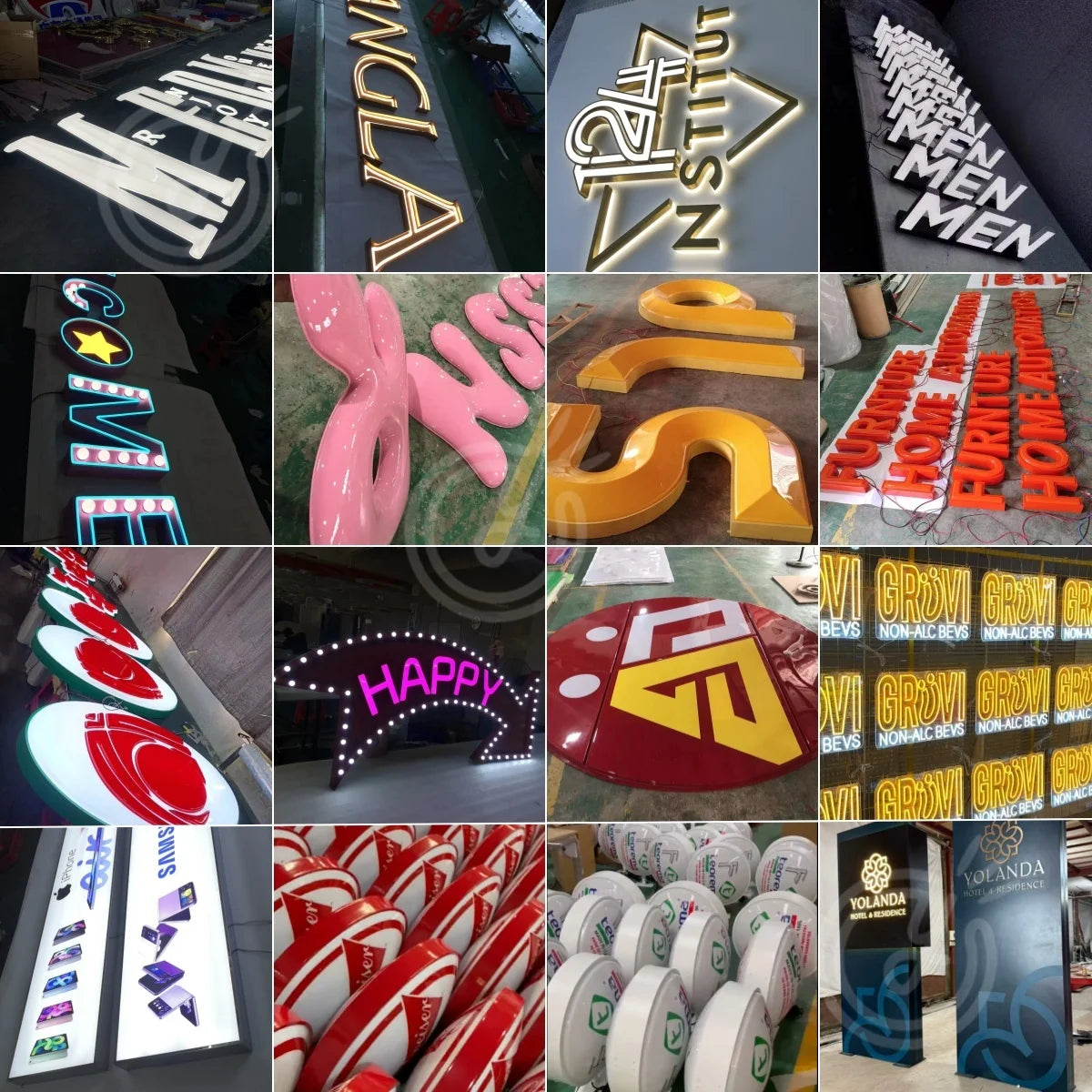 lettres lumineuses personnalisables modernes relief multicolores adhésives décoration murale extérieureentreprise