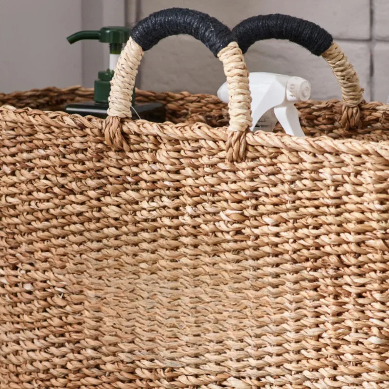 panier rangement tressé réutilisable bois compartiments organisation décoration bohème rustic