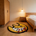 tapis dessin animé jaune noir souriant antidérapant polyester intérieur enfant salon chambre