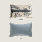 coussin vintage motif traditionnel beige bleu oiseaux fleurs structure respectueux environnement polyester doux 30x50cm