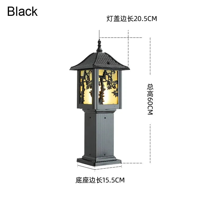 lampadaire extérieur asiatique led ip55 bronze noir éclairage paysagiste floral rustiqueextérieur moderne autonomedefixationsoltranslucide