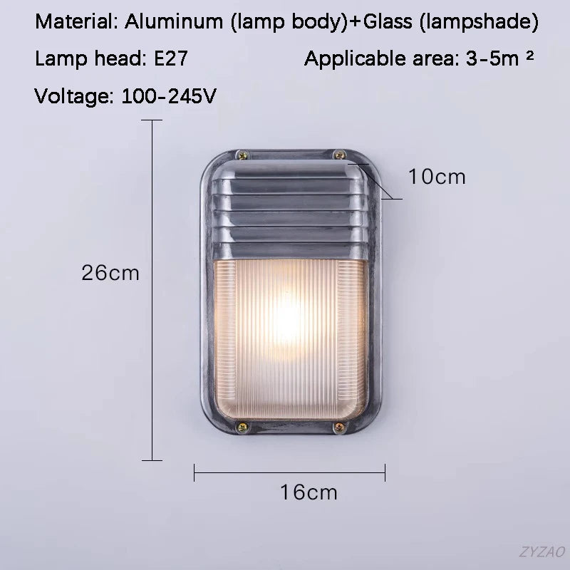 lampe murale moderne rétro argentée dorée rayures horizontales ip65 étanche led 220v 110v