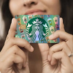 autocollants carte bancaire effet laser logo starbucks vert noir holographique anti rayures