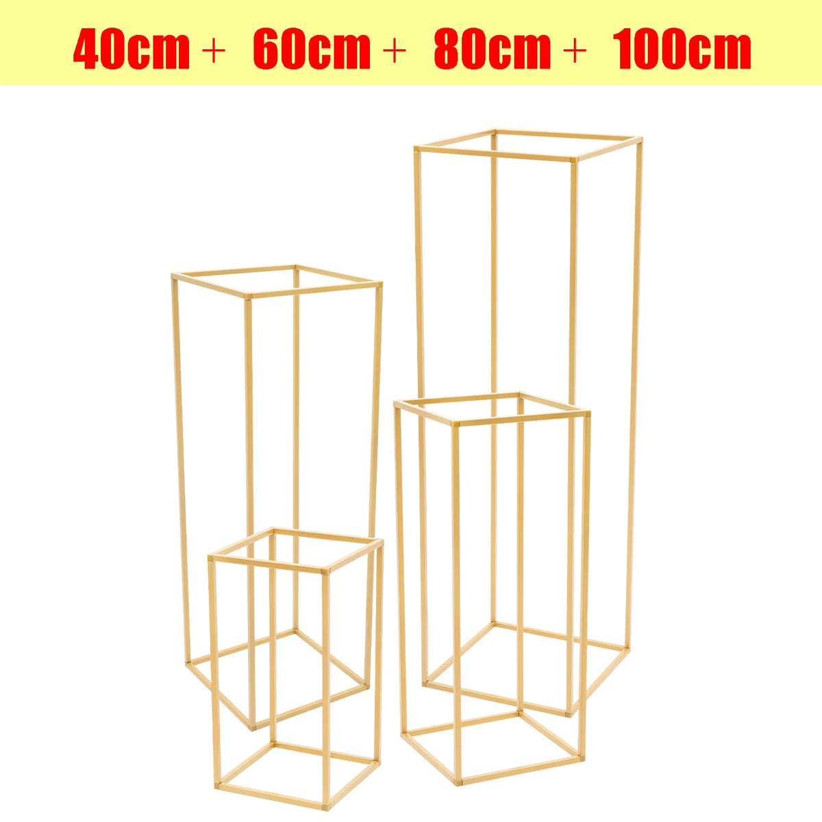 supports fleurs dorés modernes métal structure géométrique 40cm 60cm 80cm 100cm