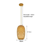 suspension lumineuse moderne bambou tissage beige doré fixe passe câble noir