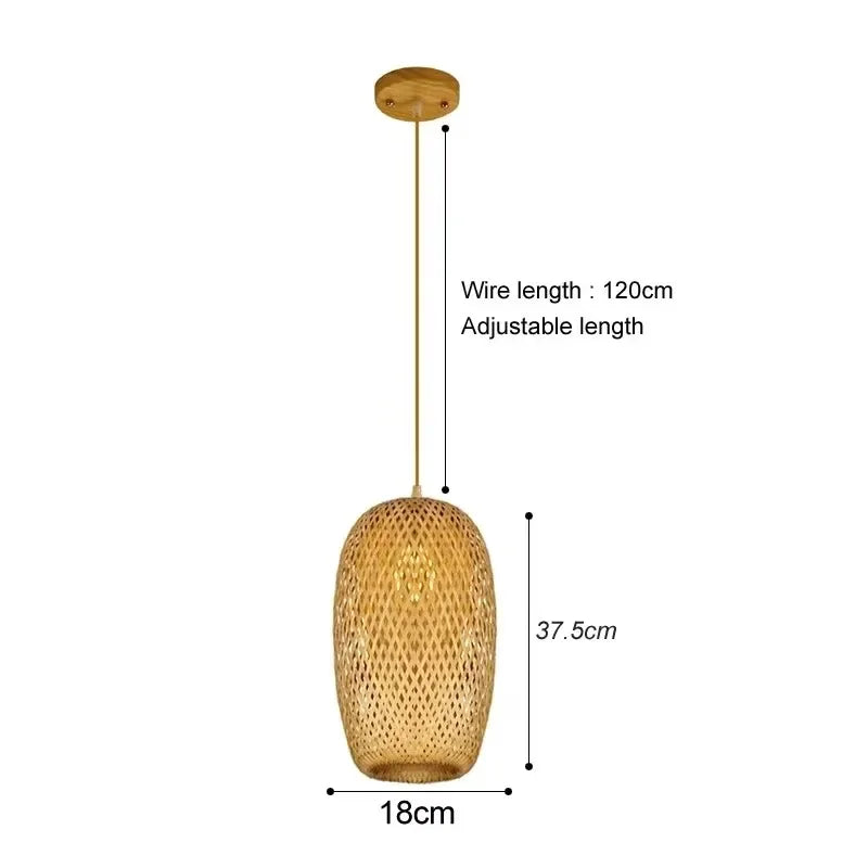 suspension lumineuse moderne bambou tissage beige doré fixe passe câble noir