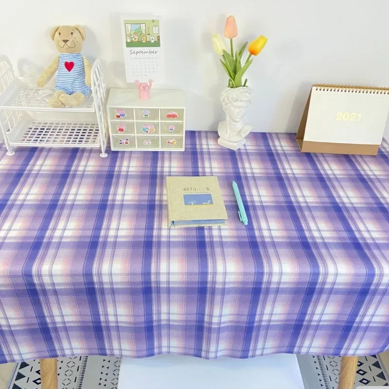nappe rectangulaire carreaux bleu clair rose moderne polyester maison mariage fête
