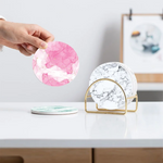 sous verres marbrés modernes élégants noir blanc doré rose bleu gris
