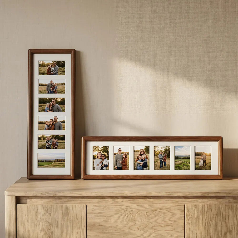 cadre photo bois multiple classique photos marron foncéintérieur beige clair horizontal vertical