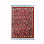 tapis persan franges ornements traditionnels rouge bleu noir beige marron classique sous verre gaming