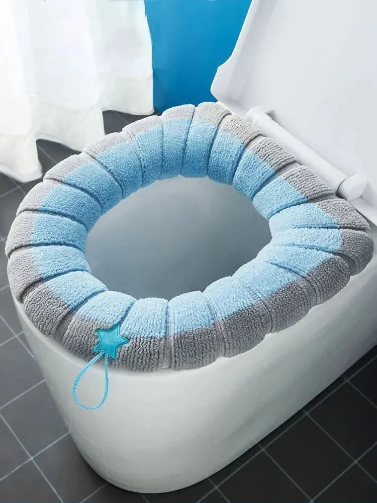 couvre siege toilette gris rose bleu violet jaune vert doux chaud adhésif lavable respectueux