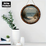 décoration murale bois cercle plage océan sable herbes hautes suspension maritime rustic vintage