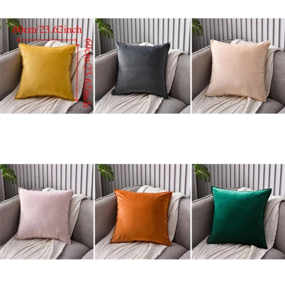 housse coussin velours moderne couleur jaune rose gris orange vert polyester coton lit 60cm