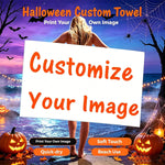 serviette personnalisable halloween chauvesouris fantomes citrouilles blanc moderne rapide machine
