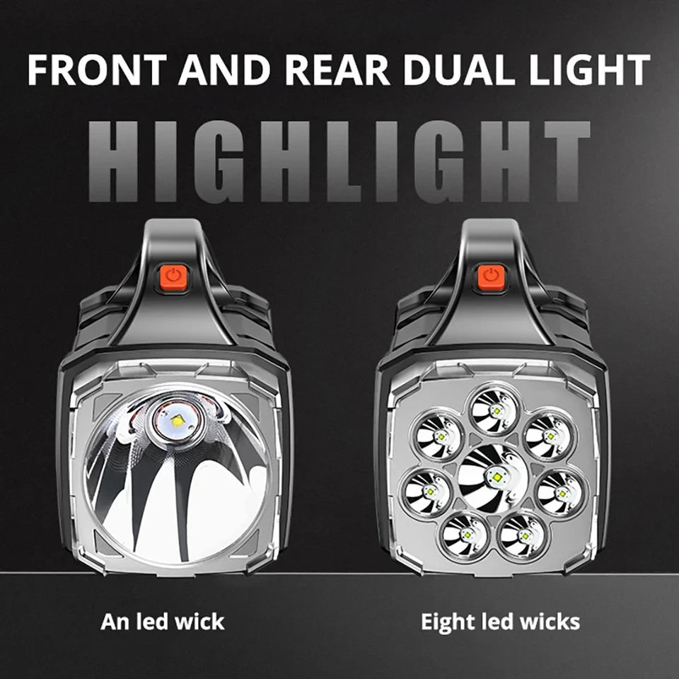 torche rechargeable led camping extérieure projecteur batterie externe solar usb portable 25w 1600lm