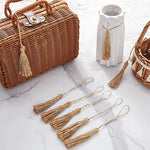 pompons jute rustiques décor maison rideau artisanal beige clair tissage non uniforme opaques festive