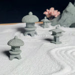 Lanternes miniatures traditionnelles gris texture granit opaques accessoire décoration intérieure maison