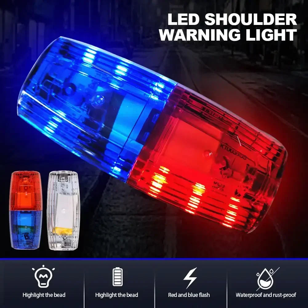 lampe signalisation led rouge bleu rechargeable pince torche épaule sécurité moderne